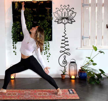 Vinilo decorativo floral Flor de loto unalome - TenVinilo