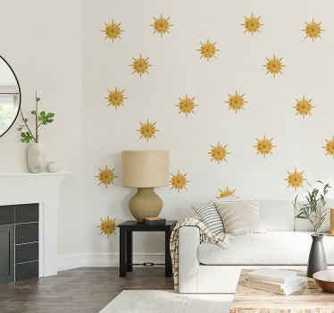 Golden starburst living room wall sticker - TenStickers