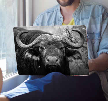 Buffalo face wild animal laptop sticker - TenStickers