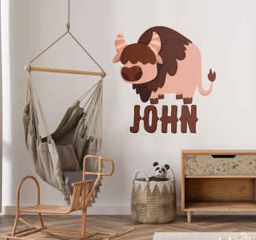 Buffalo with name cartoon sticker - TenStickers