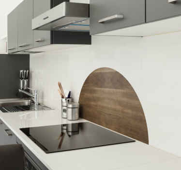 Sticker cuisine demi cercle effet bois - TenStickers