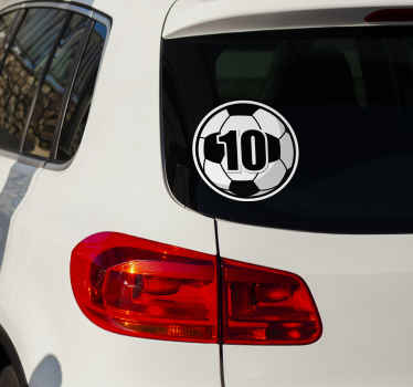 Adhesivo coche número personalizado de fútbol - TenVinilo
