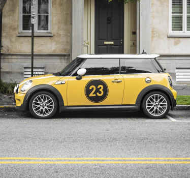 Pegatina coche número redondo personalizado - TenVinilo