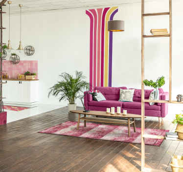 Roze retro golven muursticker - TenStickers