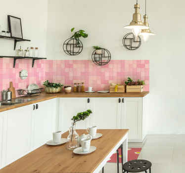 Roze vierkante tegels sticker randen decoratie - TenStickers
