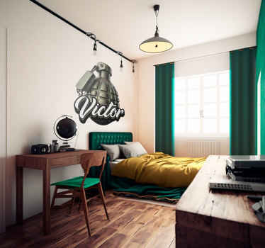 Custom name granade wall sticker - TenStickers