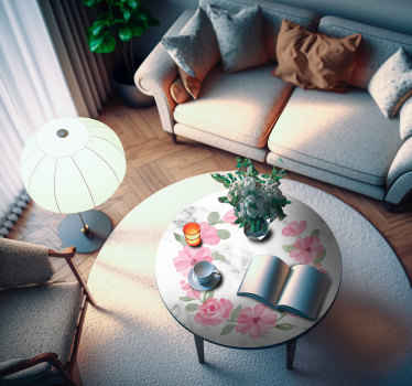 Sticker couronne de fleurs avec marbre - TenStickers