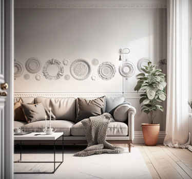 Sticker frise moulures circulaires classiques - TenStickers