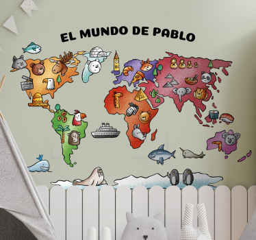 Mural mapamundi el mundo personalizable - TenVinilo