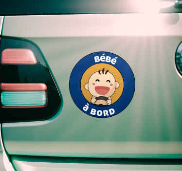 Autocollant Bébé à Bord Bébé heureux à bord - TenStickers