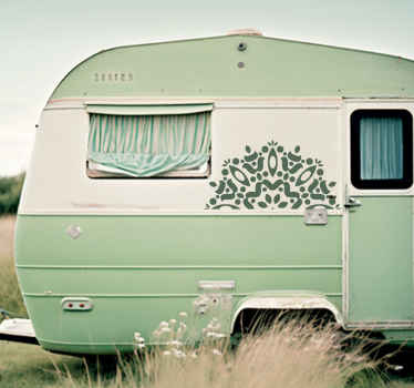 Autocollant caravane silhouette mandala - TenStickers