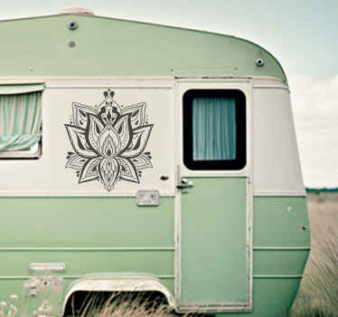Autocollant caravane mandala fleur de loto - TenStickers