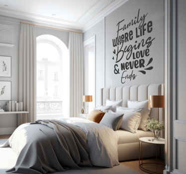 Family love begins quote wall decal - TenStickers