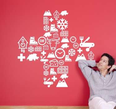 Adesivo decorativo icone svizzere - TenStickers