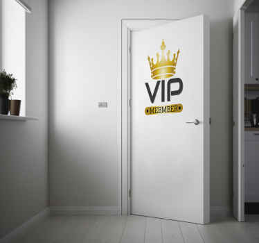 Sticker porte avec couronne VIP et prénom - TenStickers