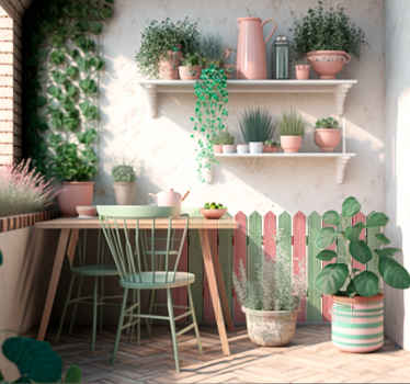 Wandaufkleber pastellfarbener Holzzaun - TenStickers