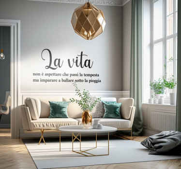 Adesivo murale soggiorno con scritta motivazionale la vita - TenStickers