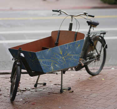 Blauwe bakfiets sticker met gouden bladeren - TenStickers