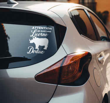Autocollant voiture licorne dodue - TenStickers