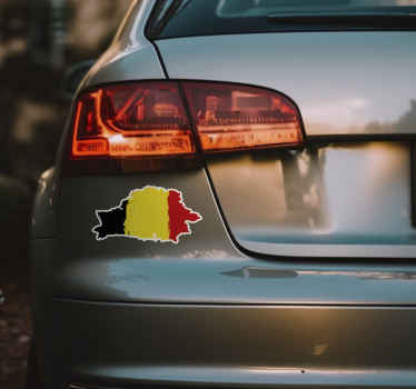Autocollant voiture drapeau belge sur carte - TenStickers