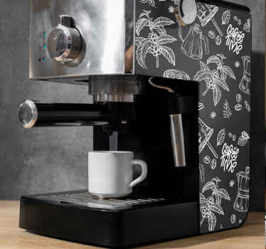 Drawn coffee elements appliance stickers - TenStickers