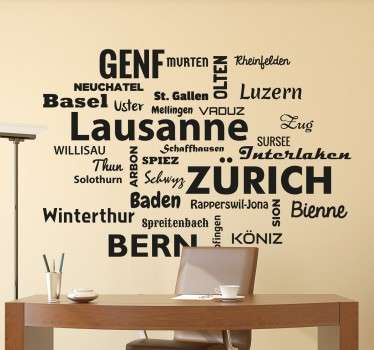 Adesivo nomi città Svizzera - TenStickers