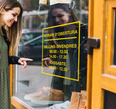 VInilo escaparate horario de tienda Catalán - TenVinilo