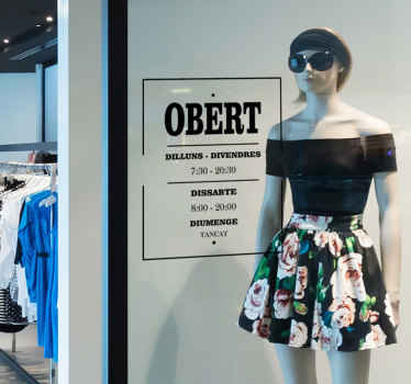 Señalética adhesiva horario abierto - TenVinilo