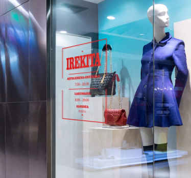 Vinilo horario para tienda en Euskera - TenVinilo