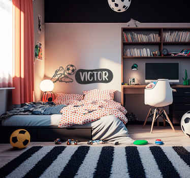 Naljepnice za zid nogomet glava, čizme i lopta - TenStickers