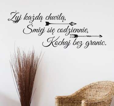 Naklejka z napisem Żyj każdą chwilą - TenStickers