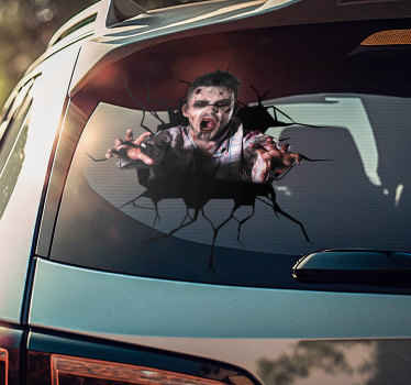 Zombie Breaking Through Car Window Decal - TenStickers