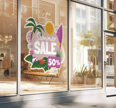 Summer Sale with Colorful Discounts shop window sticker - TenStickers