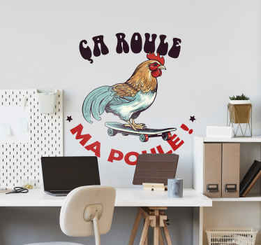 Sticker citation française ça roule ma poule - TenStickers