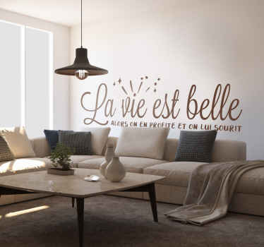 Sticker mural salon citation La vie est belle - TenStickers