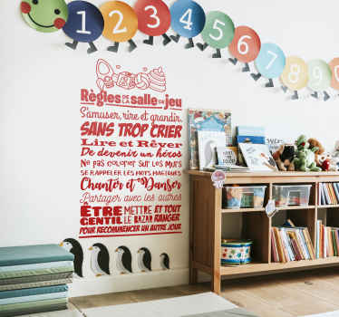 Sticker enfant règles salle de jeux - TenStickers