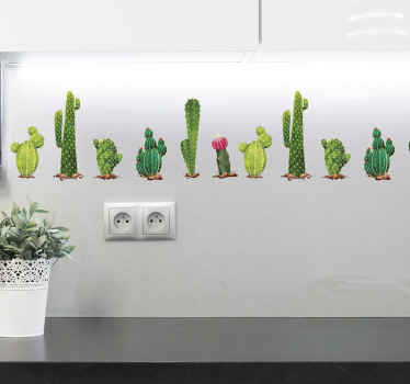 Different cactus wall border sticker - TenStickers