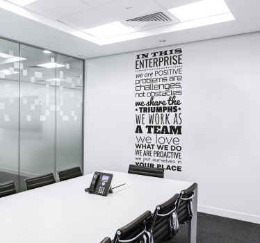 quote "in this enterprise" motivational wall sticker - TenStickers