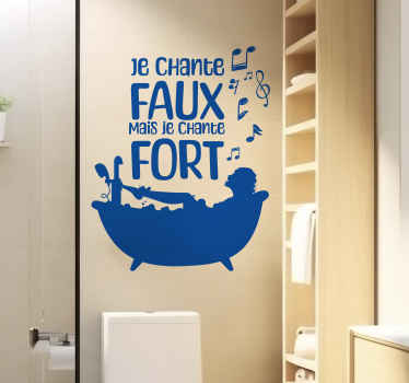 Sticker mural salle de bain Je chante faux  - TenStickers