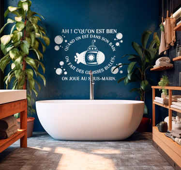 Sticker mural maison "Le Bonheur du Bain" - TenStickers