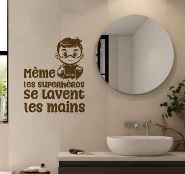 Sticker mural maison les superhéros lavent leurs mains. - TenStickers