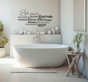 Sticker mural maison "Mots de bonheur pour le bain" - TenStickers