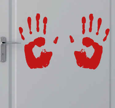 贴纸门贴 血淋淋的手影 - TenStickers