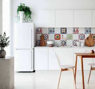 Colorful ornamental tiles kitchen wall sticker - TenStickers