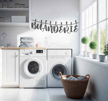 Sticker mural mot buanderie sur fil à linge - TenStickers