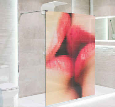 Sticker paroi de douche amour illustration baiser - TenStickers