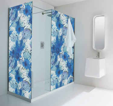 Sticker paroi de douche cercles d'encre bleue - TenStickers