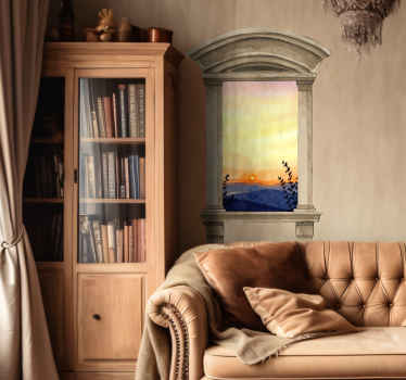 Adesivo illusione finestra classica acquerello - TenStickers