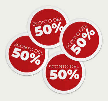 Vetrofanie saldi sconto circolare rosso - TenStickers