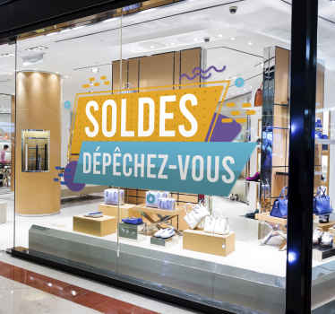 Sticker vitrine soldes Dépêchez-vous  - TenStickers
